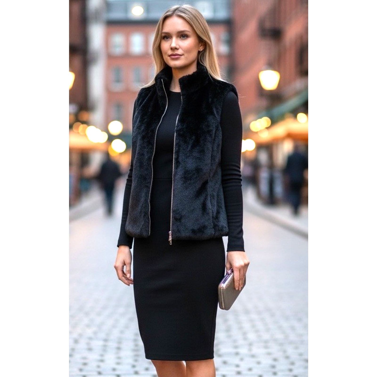 Talbots NEW Talbots Faux Fur Vest S Black Sleeveless Luxury Minimal Size S / US 4 / IT 40 - 4 Thumbnail