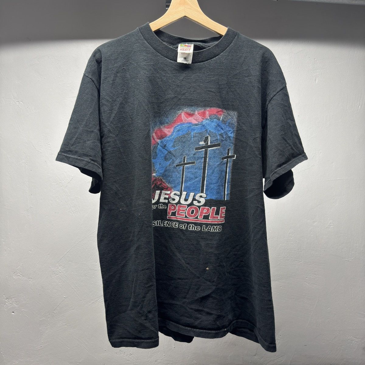 Vintage 90s Jesus Silence of the Lamb Faded Shirt ERD Grunge Size US XL / EU 56 / 4 - 1 Thumbnail