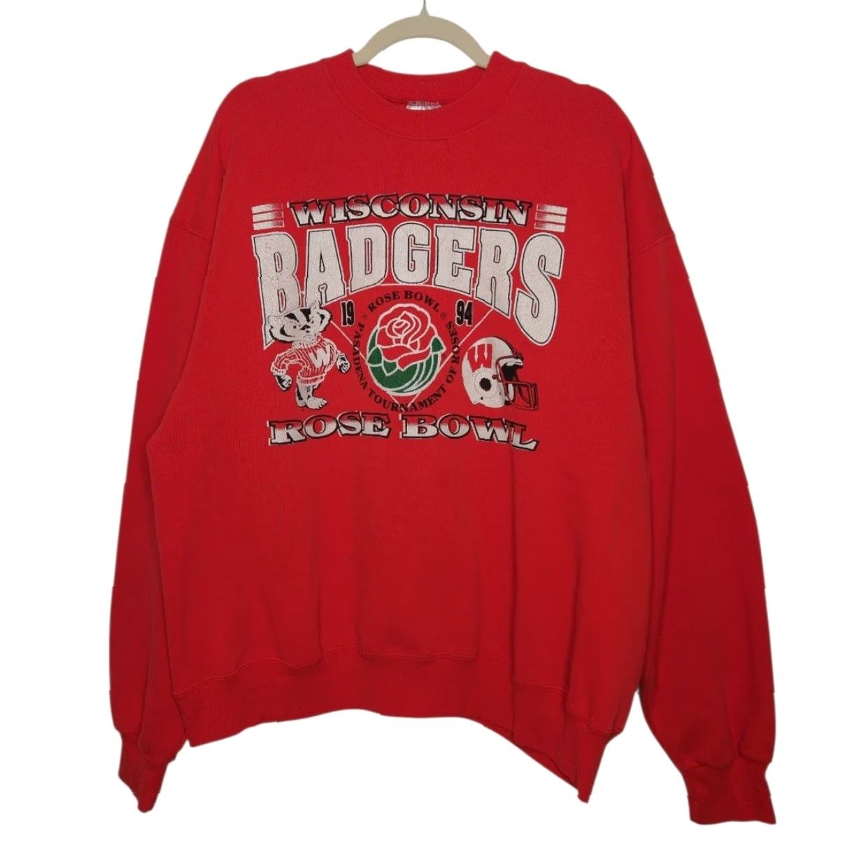 Hanes VINTAGE Wisconsin Badgers UW Madison Crewneck Sweatshirt Rose Bowl 2XL Size US XXL / EU 58 / 5 - 2 Thumbnail