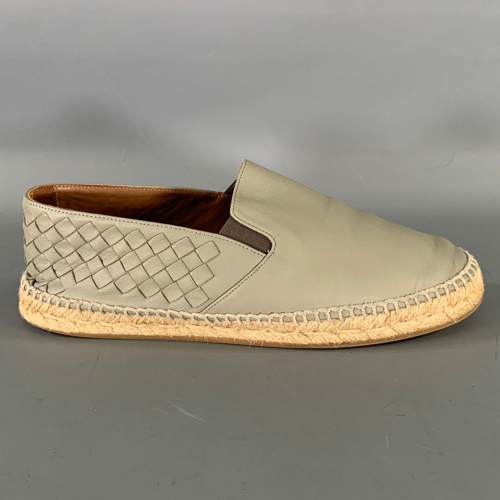 Bottega Veneta BOTTEGA VENETA Size 9 Grey Leather Woven Espadrille Flats Size US 9 / EU 42 - 2 Thumbnail