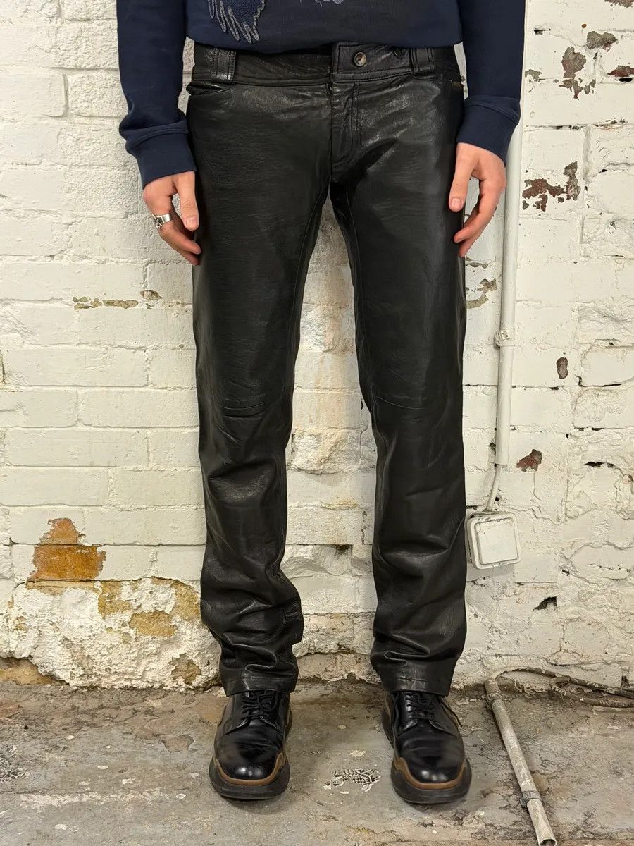 Roberto Cavalli FW2000 Roberto Cavalli Black Low Waist Leather Pants Size US 32 / EU 48 - 2 Thumbnail
