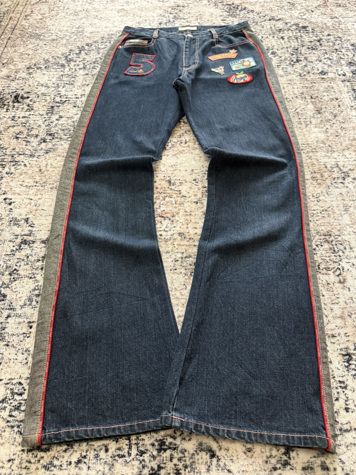 Hysteric Glamour 2000s Angel Blue Kawaii Side Panel Patched Flared Jeans Y2K Size US 28 / EU 44 - 1 Thumbnail