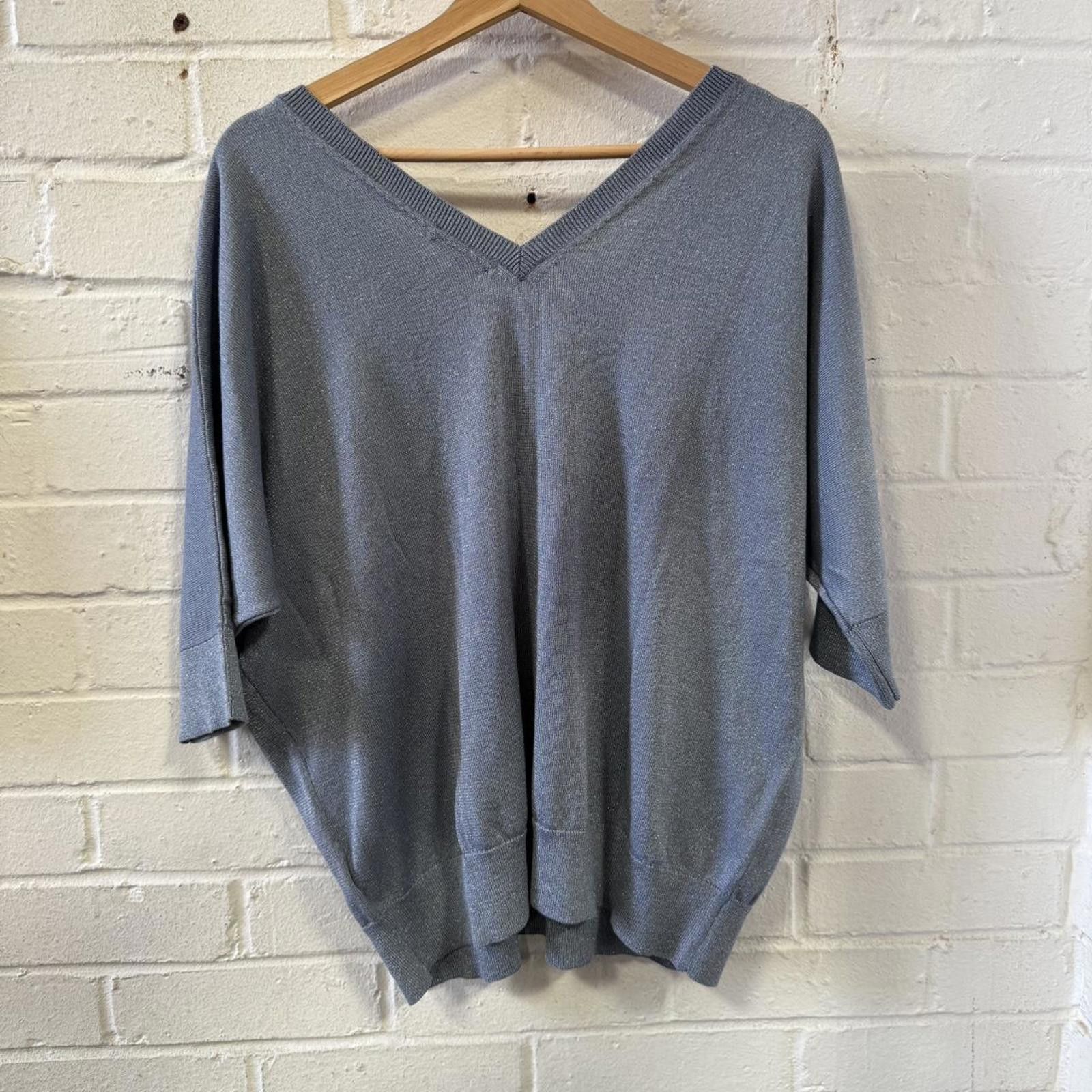 Designer Hobbs Women's Blue and Grey Jumper Size L / US 10 / IT 46 - 3 Thumbnail