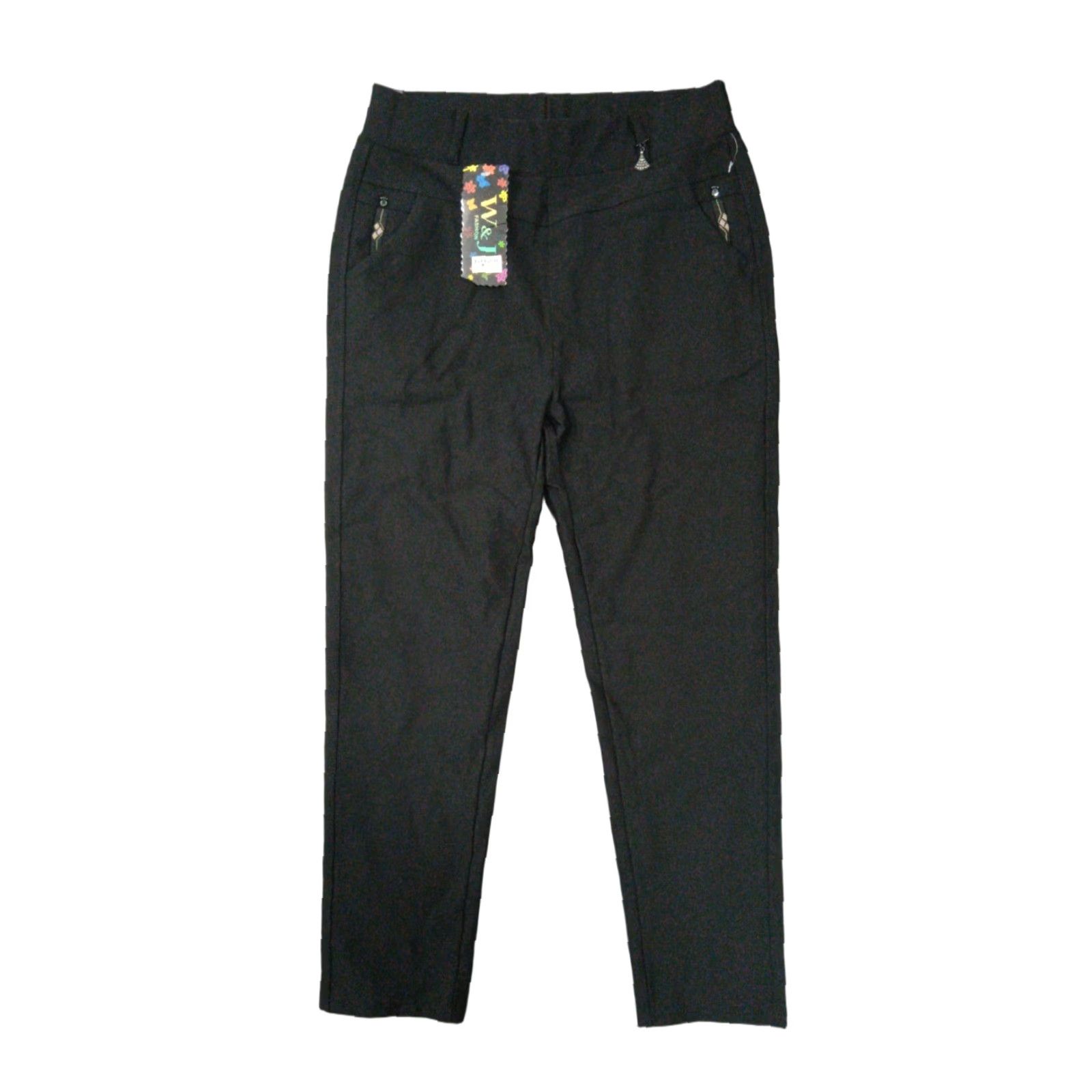 Vintage W&J Fashion Women's L Charcoal Stretch High Rise Pull On Pants Tapered Chino Slim Size 36" / US 14 / IT 50 - 1 Thumbnail