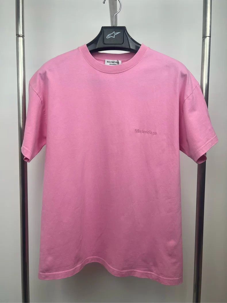 Balenciaga Balenciaga Pink Small Logo Short Sleeve T-shirt - dmc Size US S / EU 44-46 / 1 - 1 Thumbnail