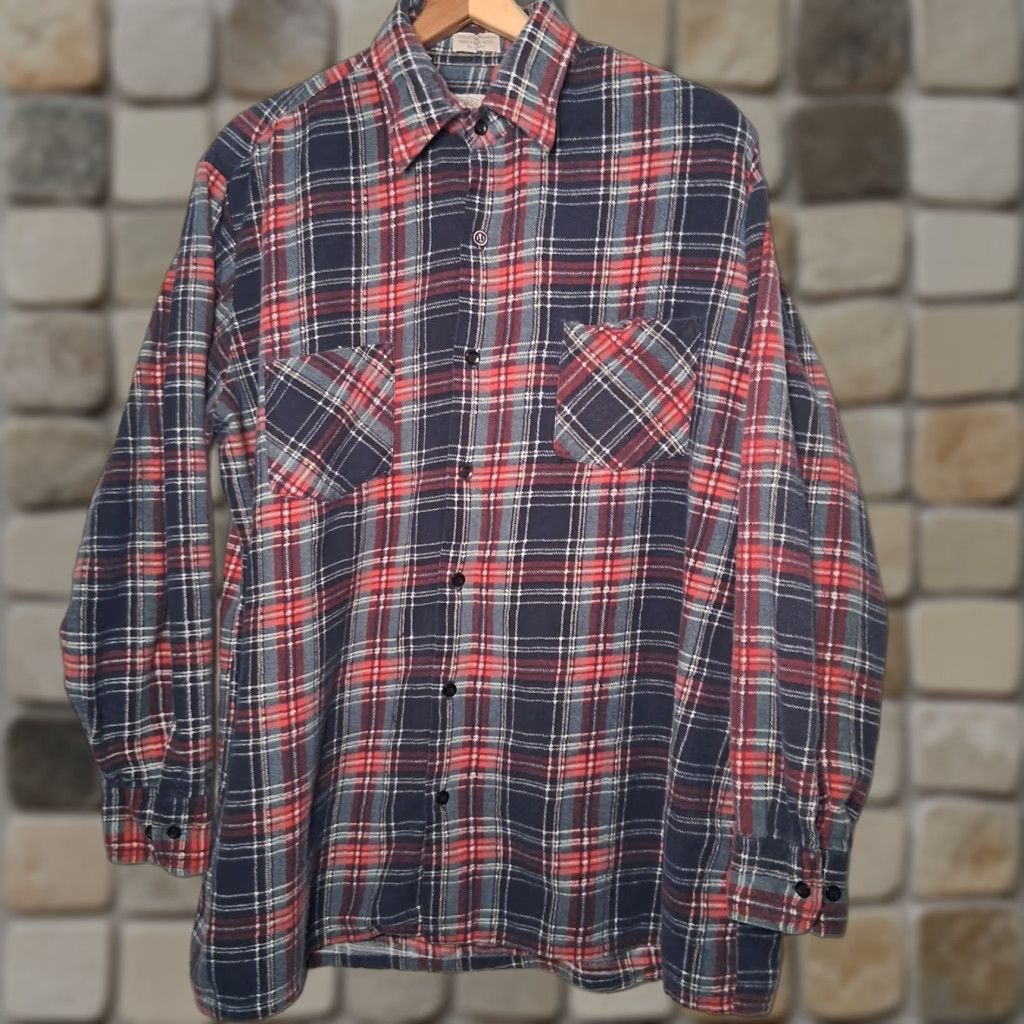 CO VINTAGE Saugatuck Drygoods Co Flannel Shirt Large L Blue Red Plaid Grunge Work Shirt Mens Size US L / EU 52-54 / 3 - 1 Thumbnail