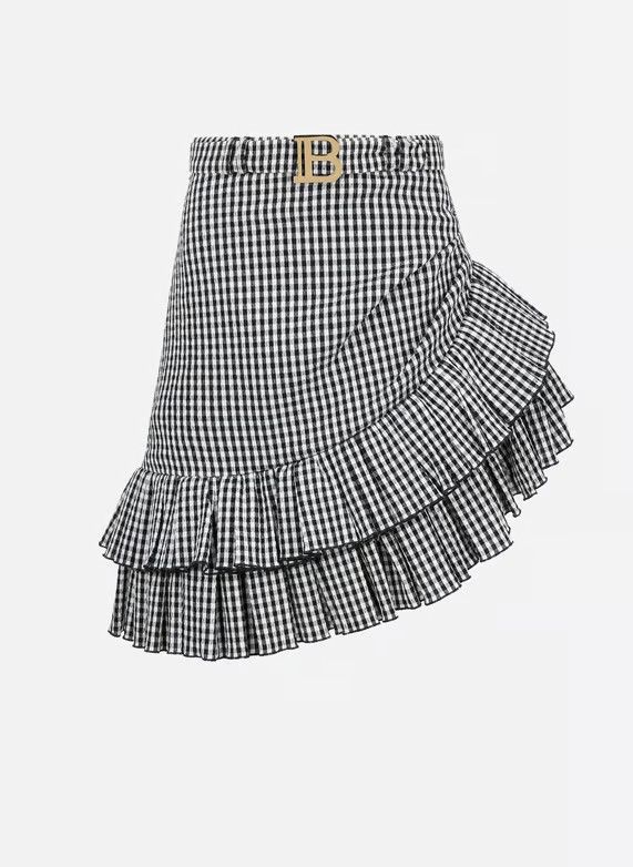 Balmain o1y0625 Mini Skirt in Black/White Size 28" / US 6 / IT 42 - 1 Thumbnail
