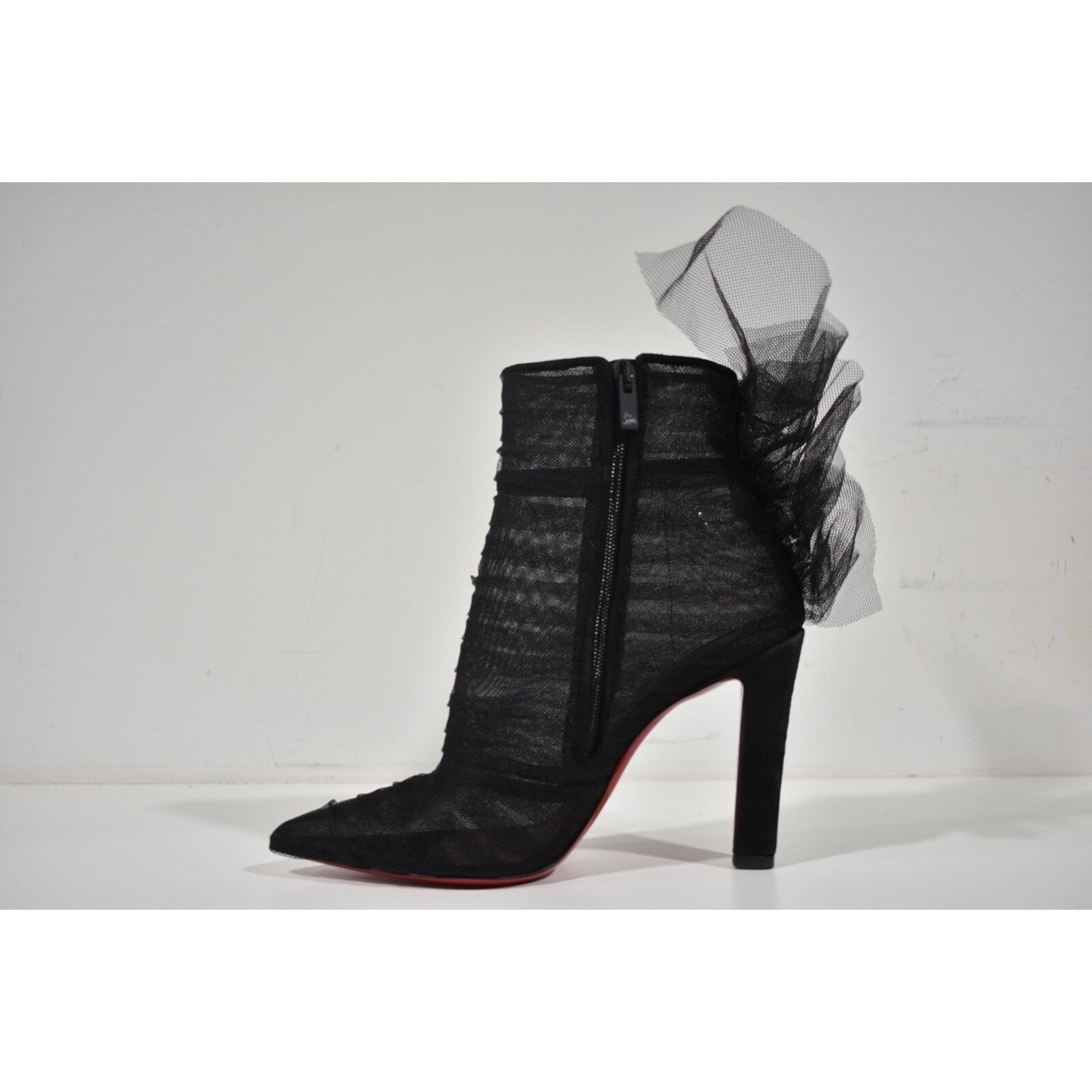 Christian Louboutin Christian Louboutin Libellibooty 100 Black Mesh Tulle Size US 10 / IT 40 - 5 Thumbnail