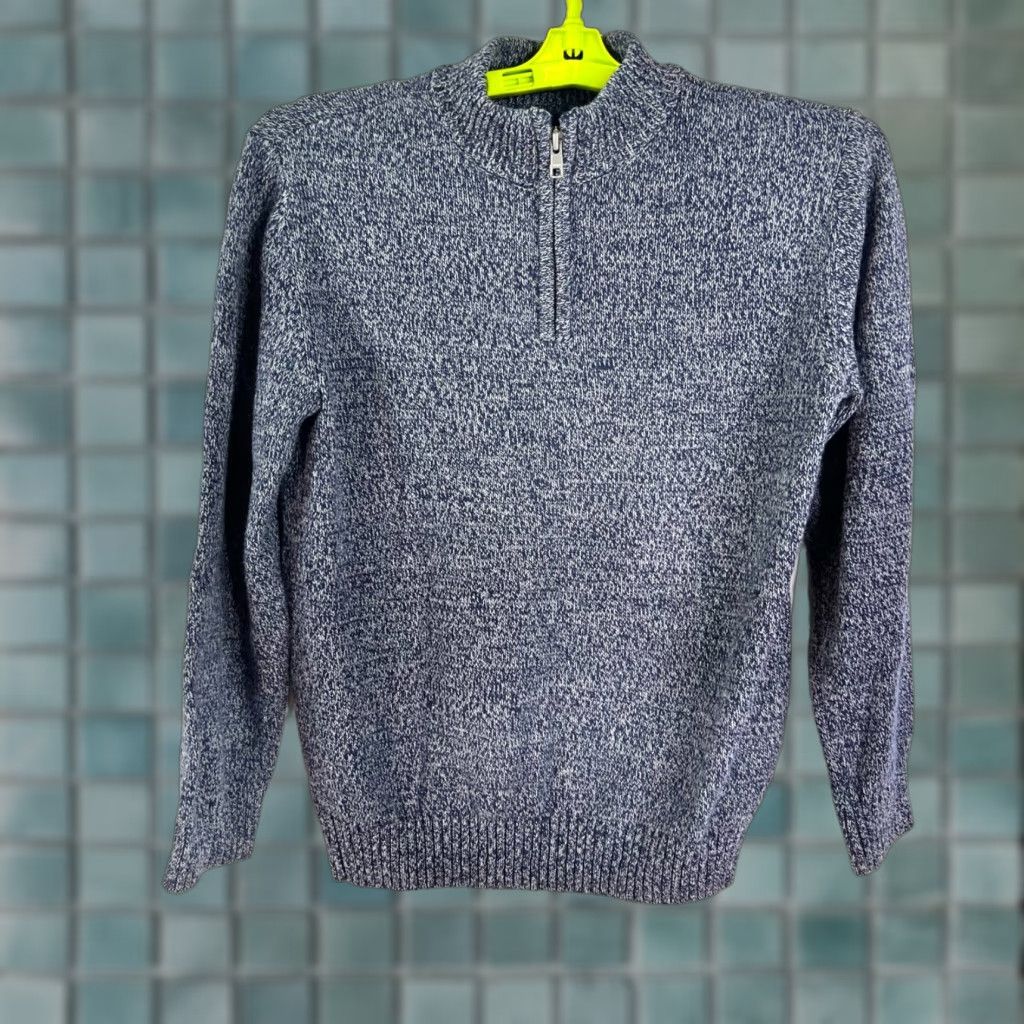 Vintage rumi + ryder Knit Sweater Womens Size 9-10 Heather Blue Long Sleeve 1/4 Zip Size L / US 10 / IT 46 - 1 Thumbnail