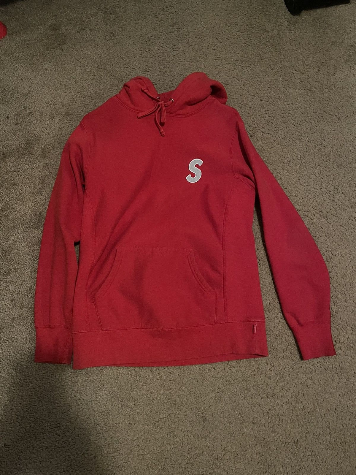 Image of Supreme S Logo Hoodie in Red, Men's (Size Small)