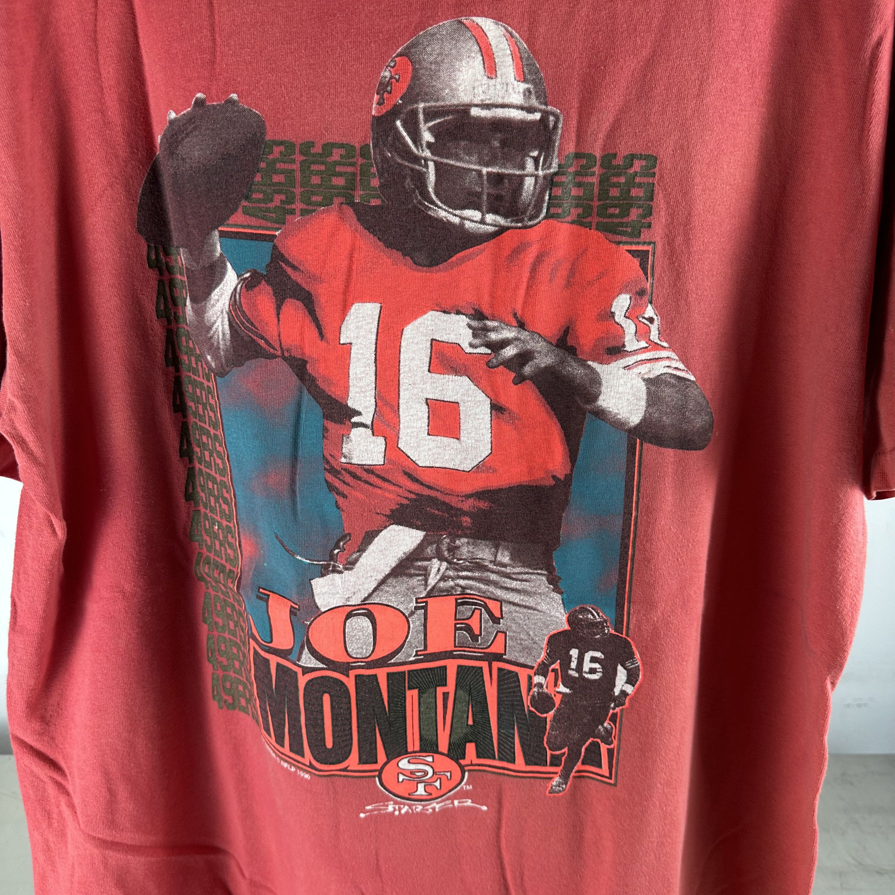 Vintage 1990 Joe Montana San Francisco 49ers NFL Starter T-Shirt Size US XL / EU 56 / 4 - 2 Thumbnail