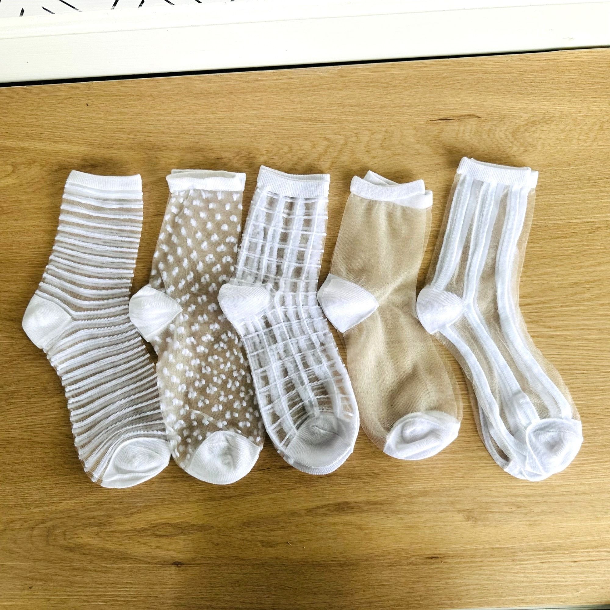 Other ⭐Women Socks 5 Pairs Transparent Silk Elastic Mesh Multi de Size ONE SIZE - 2 Thumbnail