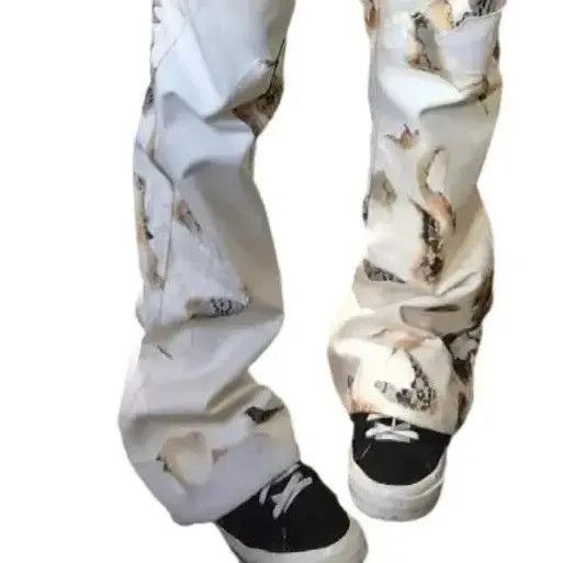 Japanese Brand Retro graffiti lace straight leg loose jeans Size US 32 / EU 48 - 4 Thumbnail