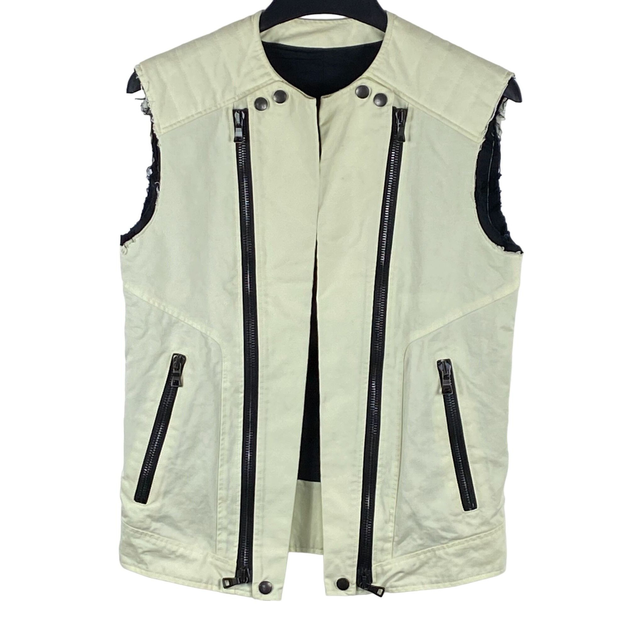 image of Vintage Balmain Zip Up Vest Cream Women's Size 48 Made In Fr