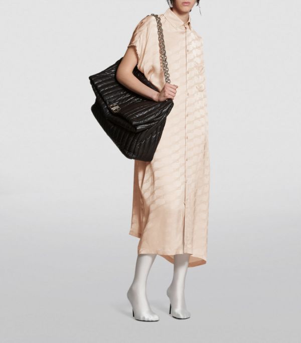 Balenciaga o1mt1gz0824 Bb Monogram Shirt Dress in Beige Size L / US 10 / IT 46 - 6 Thumbnail