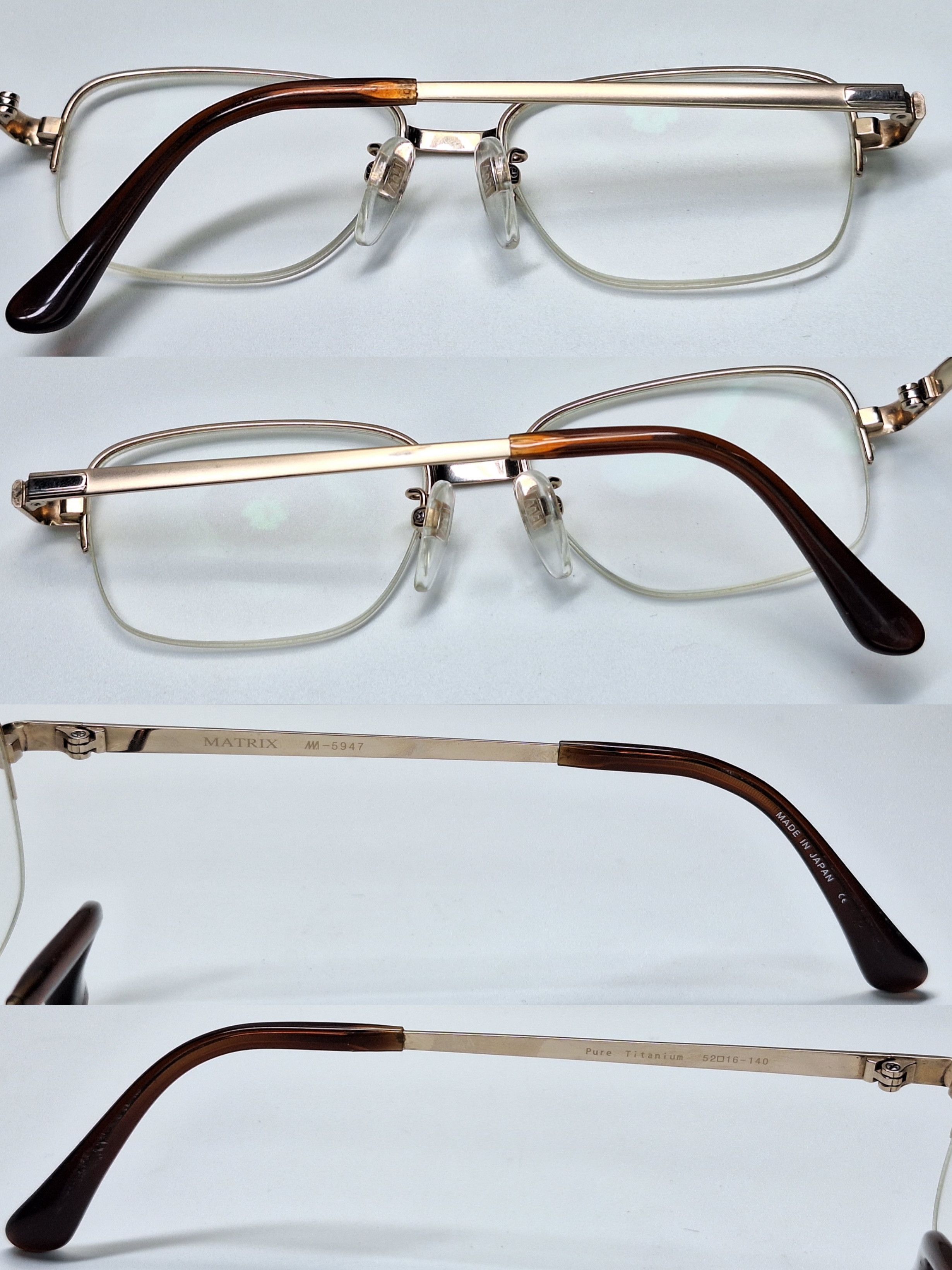 Vintage MATRIX M-5947 Pure Titanium Semi-Rimless Gold Eyeglass Size ONE SIZE - 2 Thumbnail