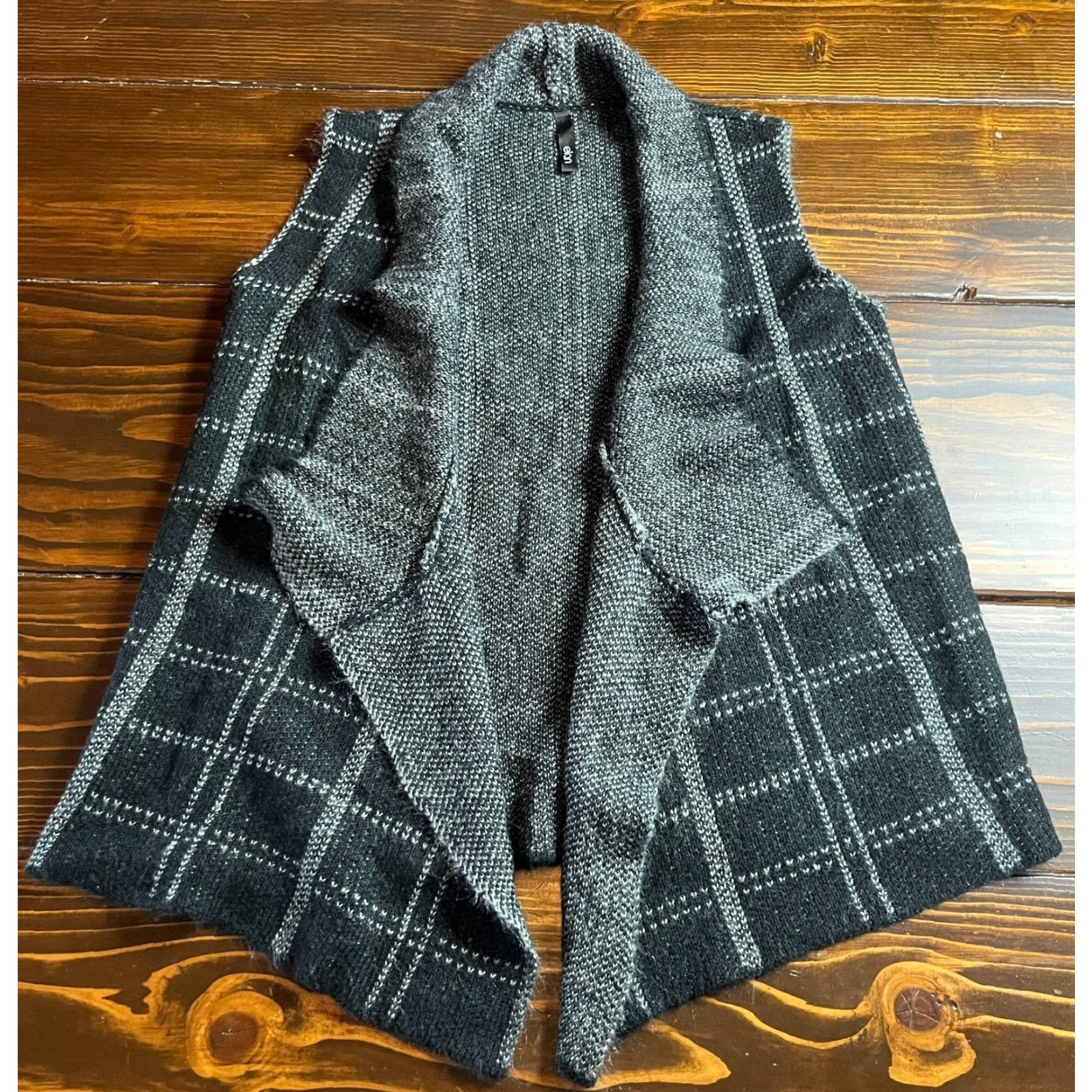 Vintage Elan Sweater Cardigan Vest Women's Medium Gray Black Knit Solid Regular Fall Spring Summer Womens Size M / US 6-8 / IT 42-44 - 2 Thumbnail