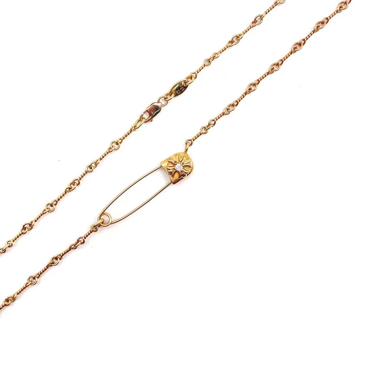 Chrome Hearts Chrome Hearts 22k Gold Diamond Twist Chain Pin Necklace Size ONE SIZE - 3 Thumbnail