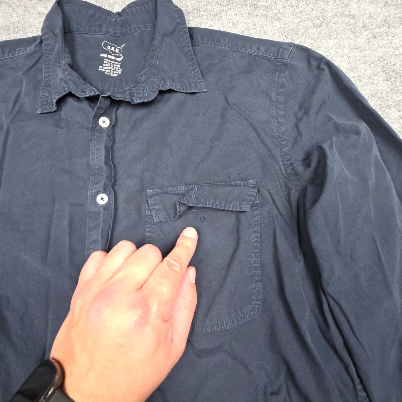 Save Khaki United VINTAGE Save Khaki United Button-Up Shirt Men XL Navy Blue Cotton USA Marks Size US XL / EU 56 / 4 - 4 Thumbnail
