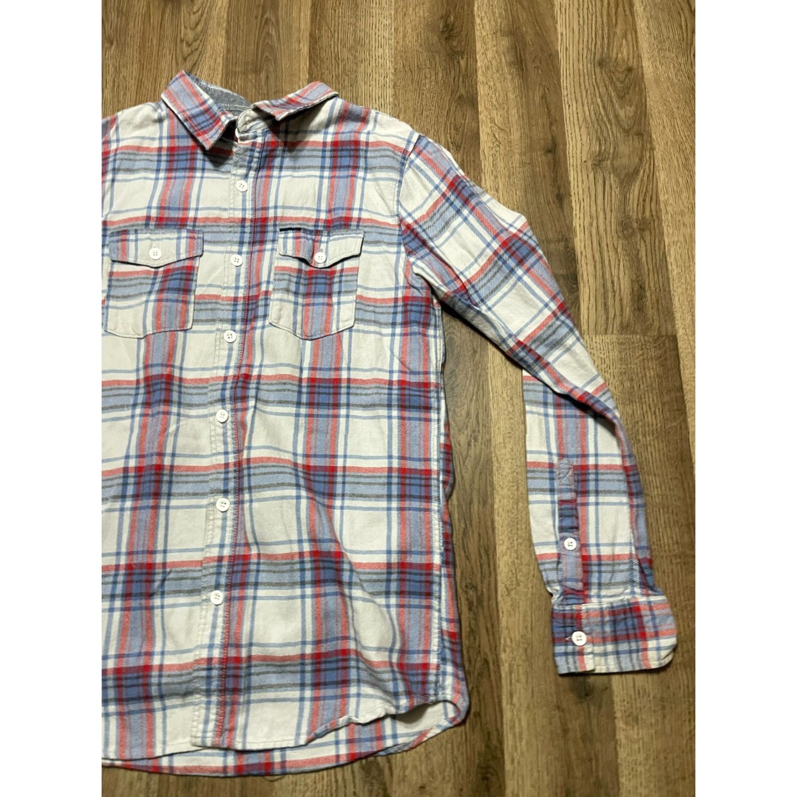Vintage On The Byas Shirt Mens Small Red Blue White Plaid Button Up Long Sleeve Size US S / EU 44-46 / 1 - 4 Thumbnail