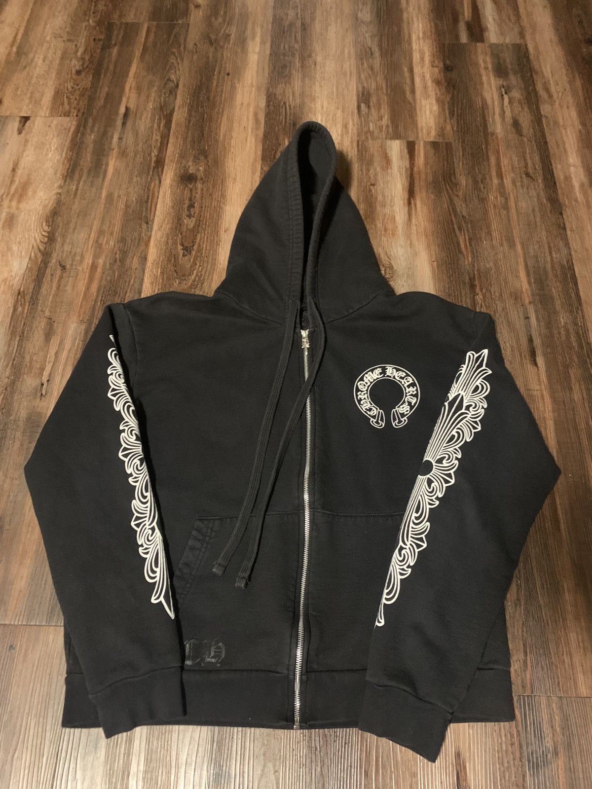 Chrome hearts black pink horseshoe zip main image 1