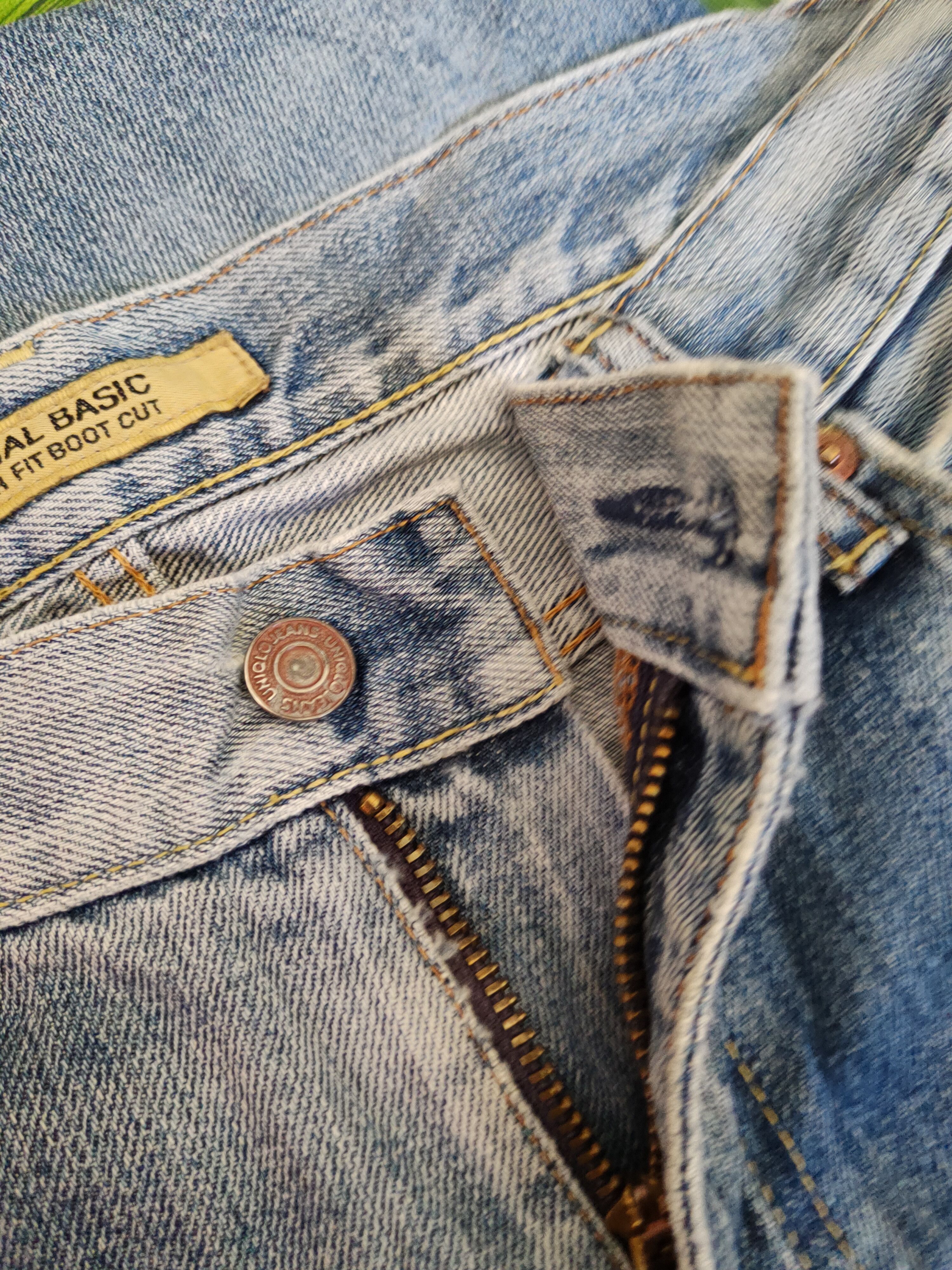 Japanese Brand Uniqlo Blue Faded Distressed Ripped Boot Cut Jeans #S1674 Size US 32 / EU 48 - 13 Thumbnail