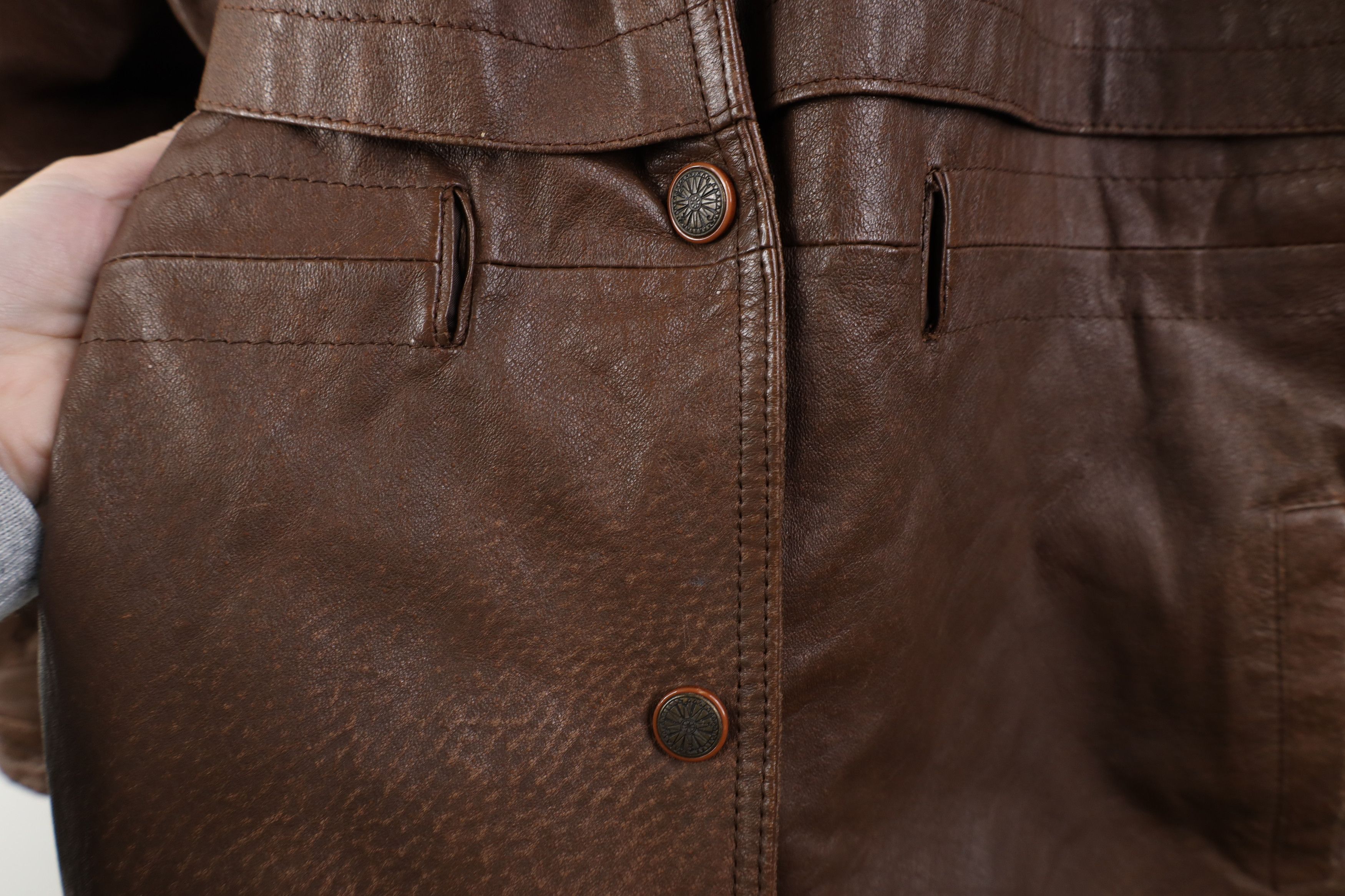 Vintage Vintage 90s Streetwear Leather Lined Jacket Coat Brown Size M / US 6-8 / IT 42-44 - 7 Thumbnail