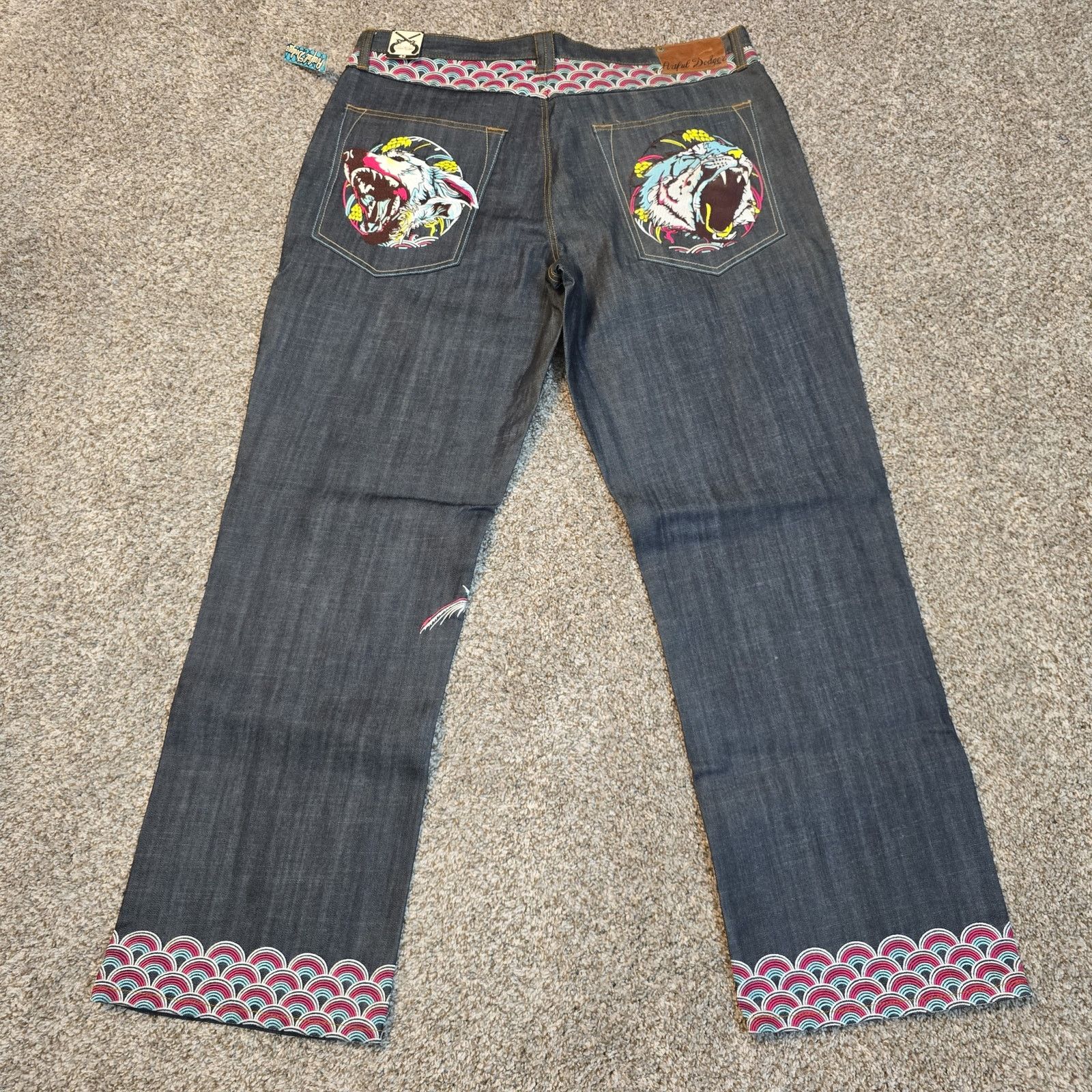 Artful Dodger NWT Y2K Vtg Artful Dodger Pastel Tiger Embroidered Jeans 42 Size US 42 / EU 58 - 1 Thumbnail