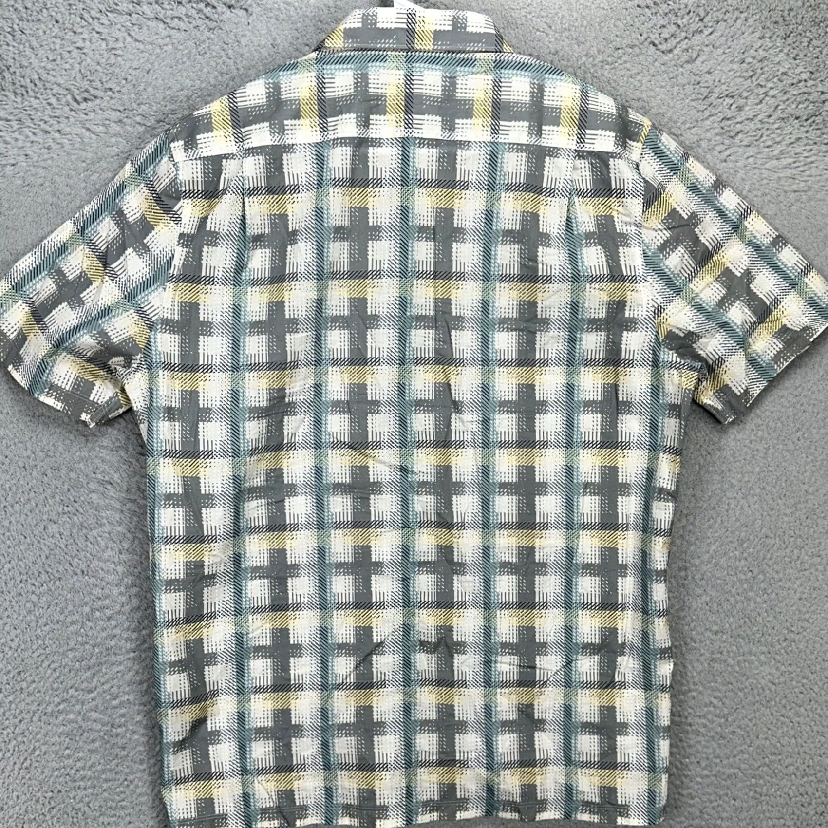 J Brand Goodman Brand Adult Men Button Up Shirt XL Gray Yellow Plaid Short Sleeve Casual Size US XL / EU 56 / 4 - 2 Thumbnail