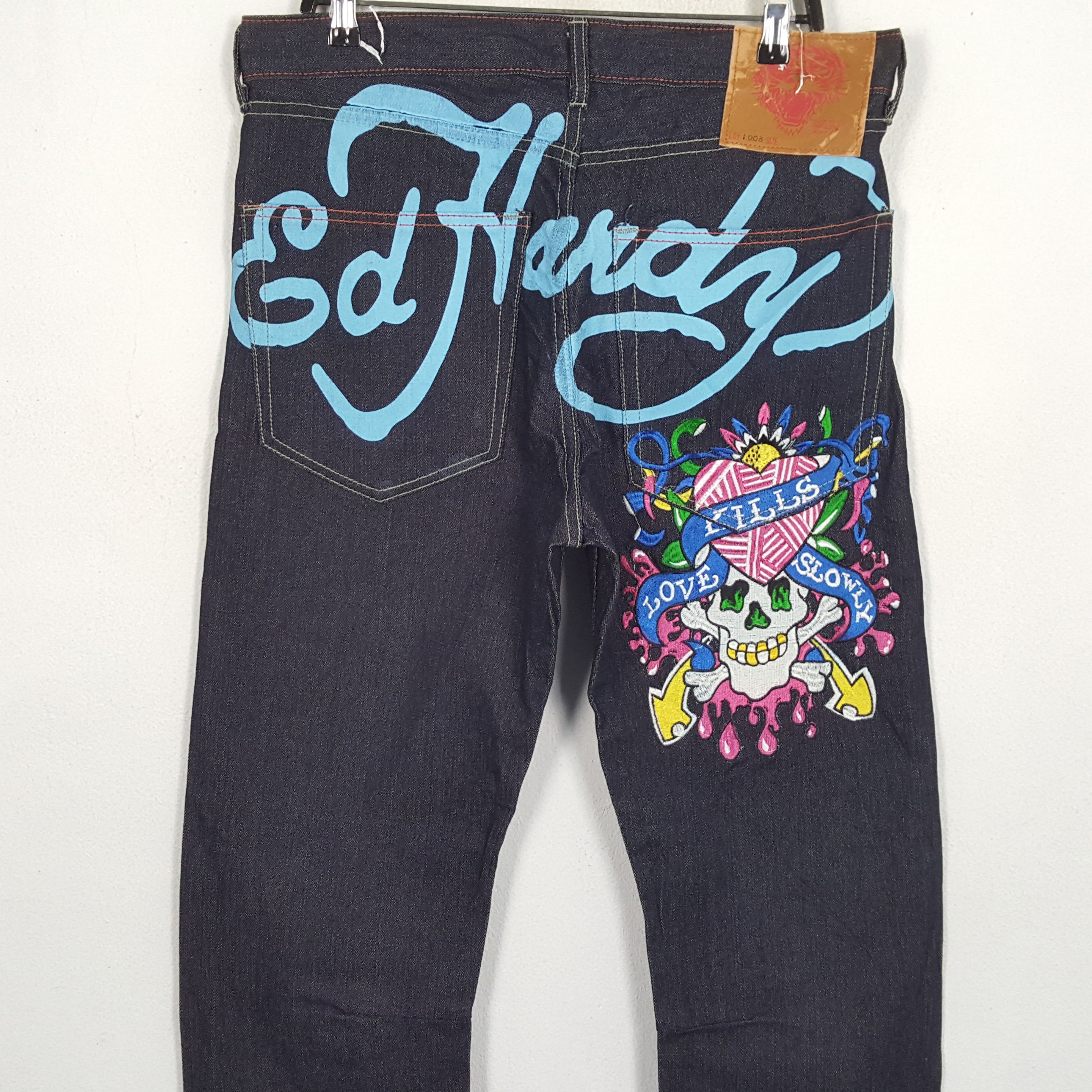 Christian Audigier × Ed Hardy × Vintage ED HARDY Skulls Design Rare Style Streetwear Skater Jeans Size US 36 / EU 52 - 2 Thumbnail