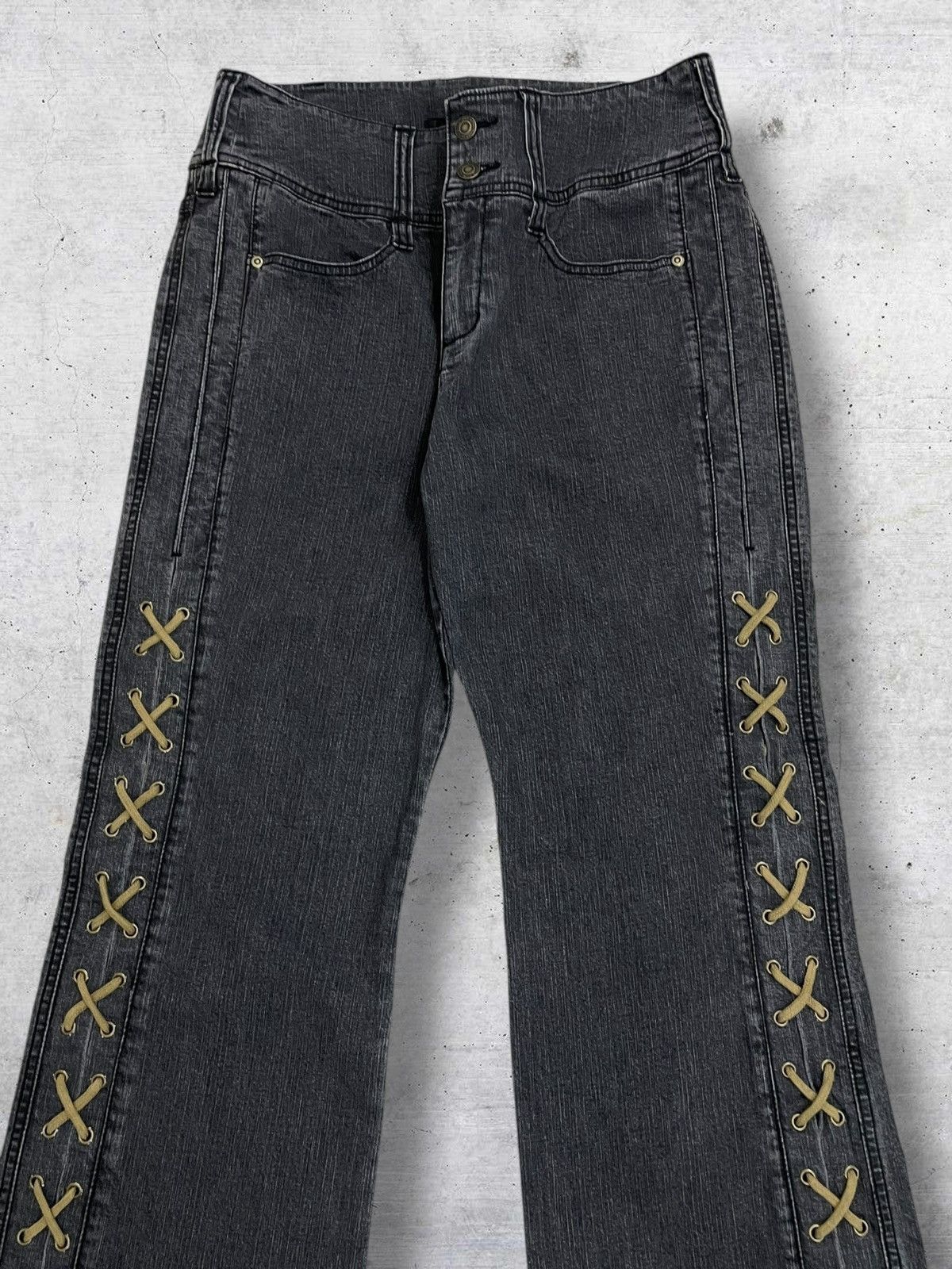 Tornado Mart SMILE LAND 1990S JAPAN DESIGNER LACE UP FLARED OG DENIM Size US 32 / EU 48 - 5 Thumbnail