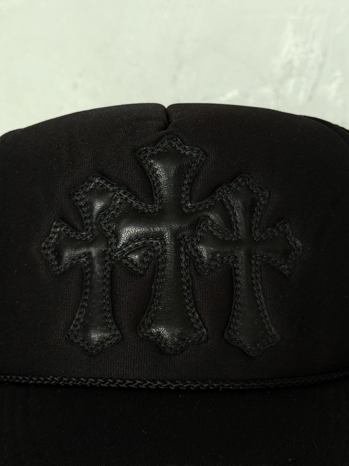 Chrome Hearts Rare 90s - Cemetery Leather Cross Trucker Hat Size ONE SIZE - 4 Thumbnail