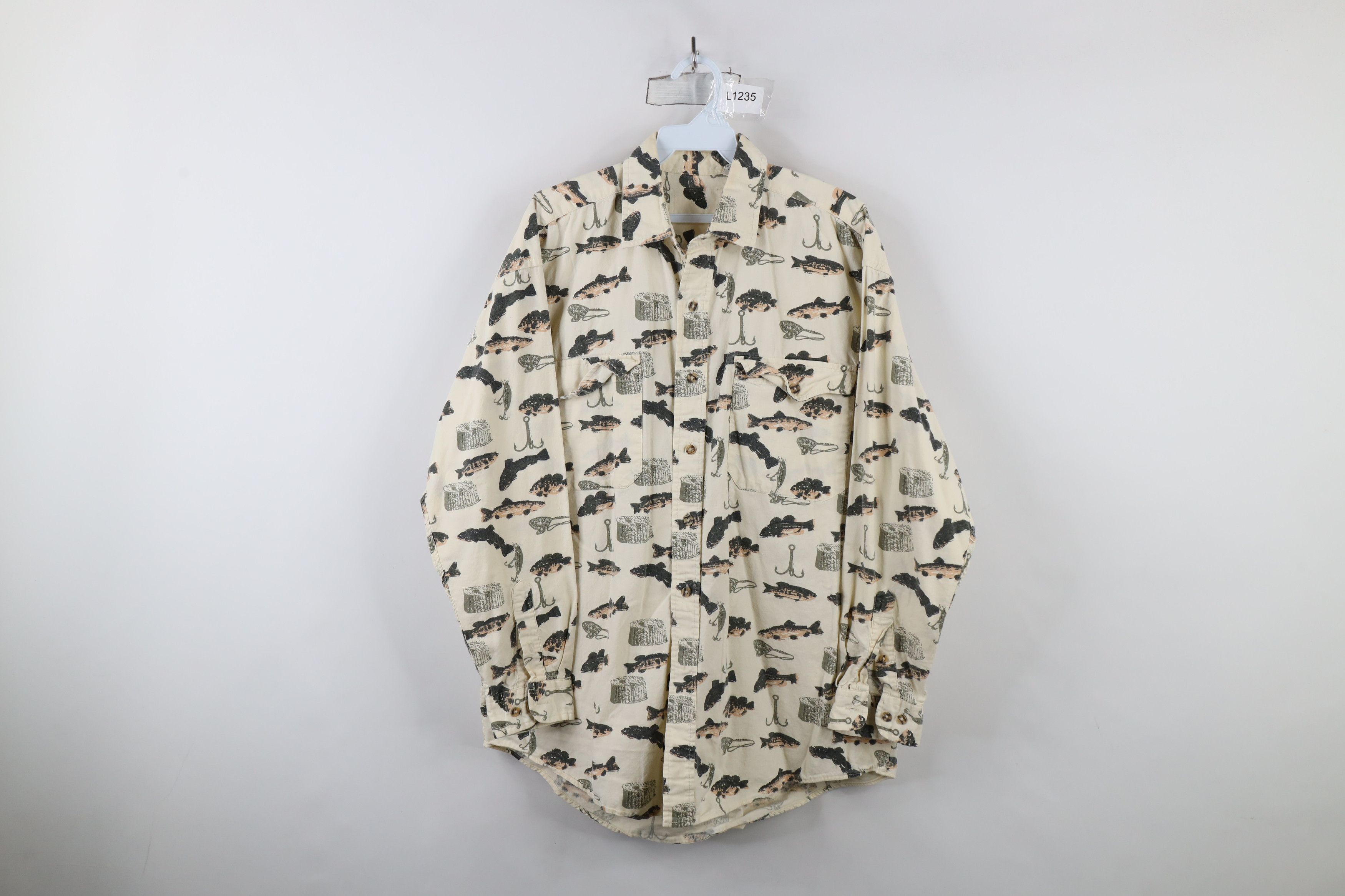 Vintage Vintage 90s Streetwear Fishing All Over Print Button Shirt Size US L / EU 52-54 / 3 - 1 Thumbnail