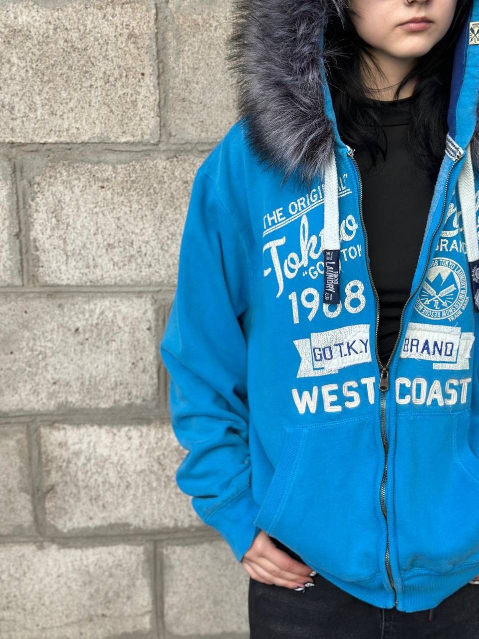 Japanese Brand VTG Mans Custom Tokyo Landry Zip Hoodie Faux Fur Hood Y2K Size US L / EU 52-54 / 3 - 6 Thumbnail