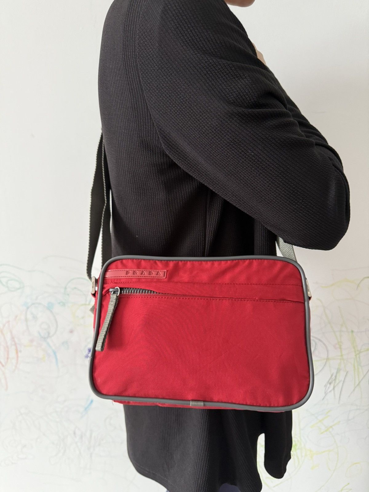 Prada Sport Red Medium Sling Crossbody Bag, Men's