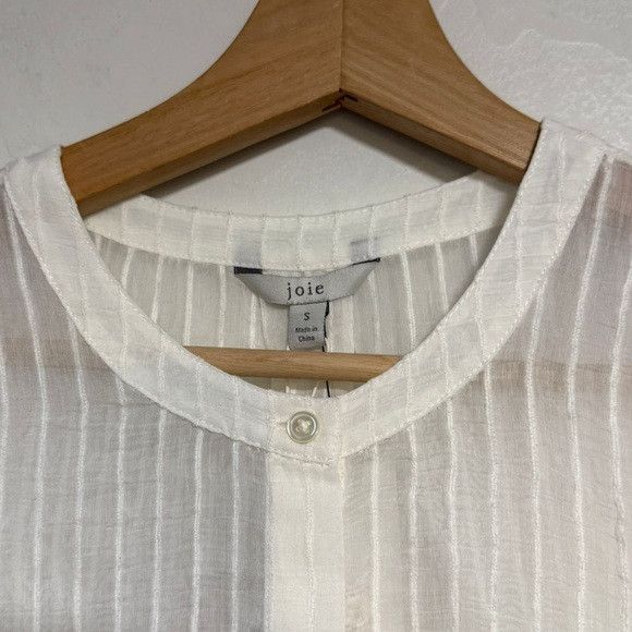 Joie Joie Rashelda B Porcelain White Sheer Striped Blouse Size S Size S / US 4 / IT 40 - 6 Thumbnail