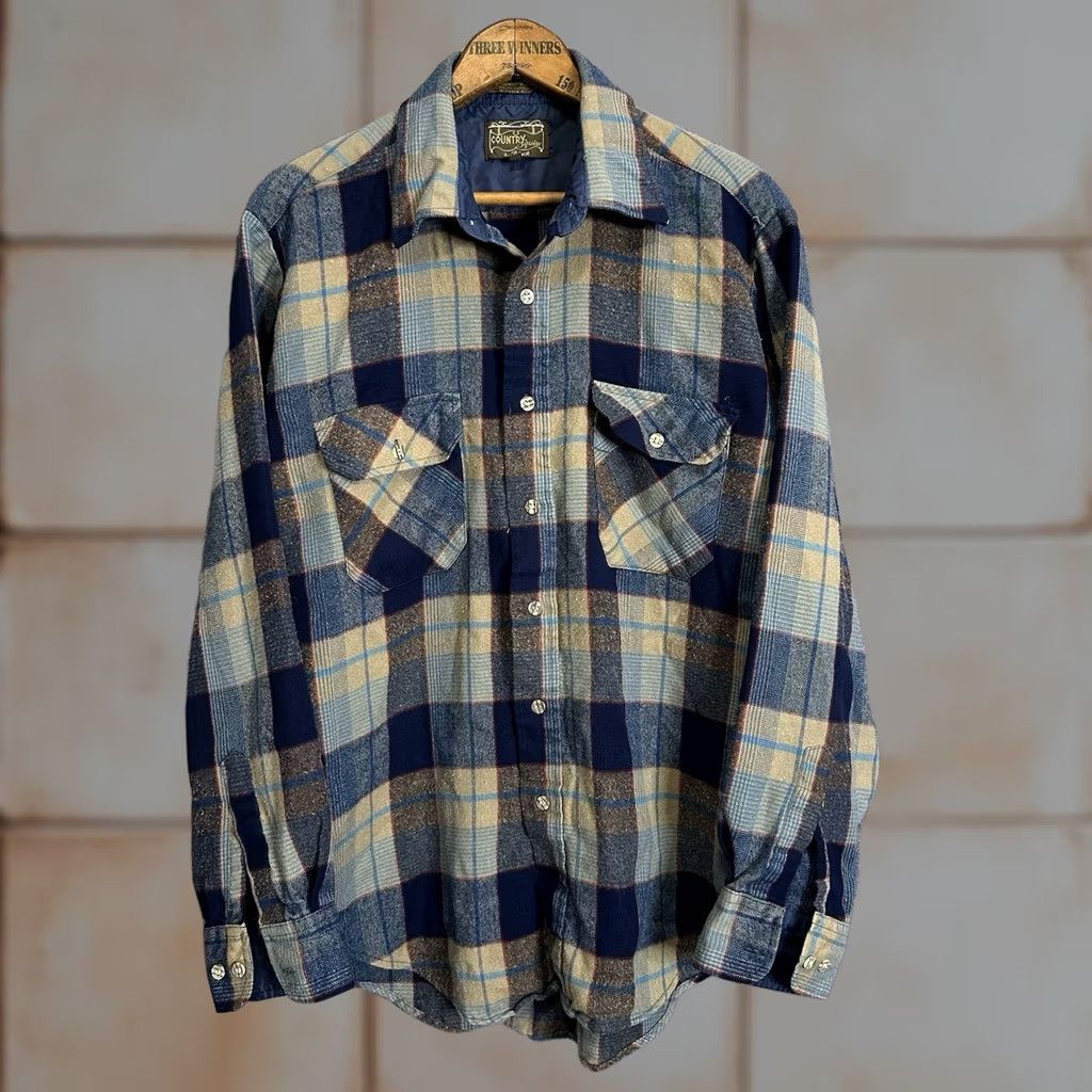 Vintage VINTAGE American Vintage Plaid Button-Up Shirt Block Blue 70s 80s 16 L Regular Men Size US L / EU 52-54 / 3 - 1 Thumbnail