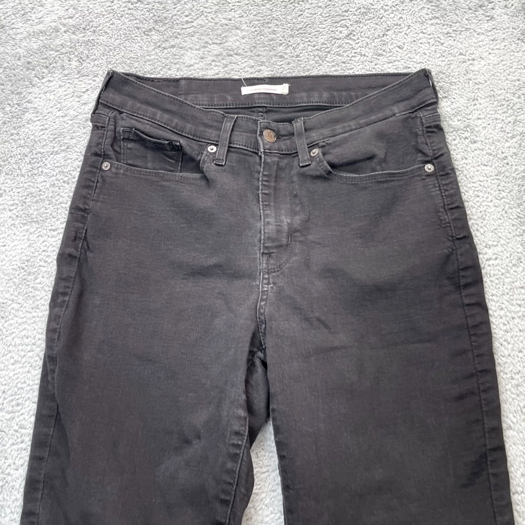 Levi's Levi's Jeans Womens 10 Black Classic Straight Denim Cotton Stretch Dark Wash 5-Pocket Inseam 28 in Regular Fit Button Zipper logo City USA Size 30" / US 8 / IT 44 - 5 Thumbnail