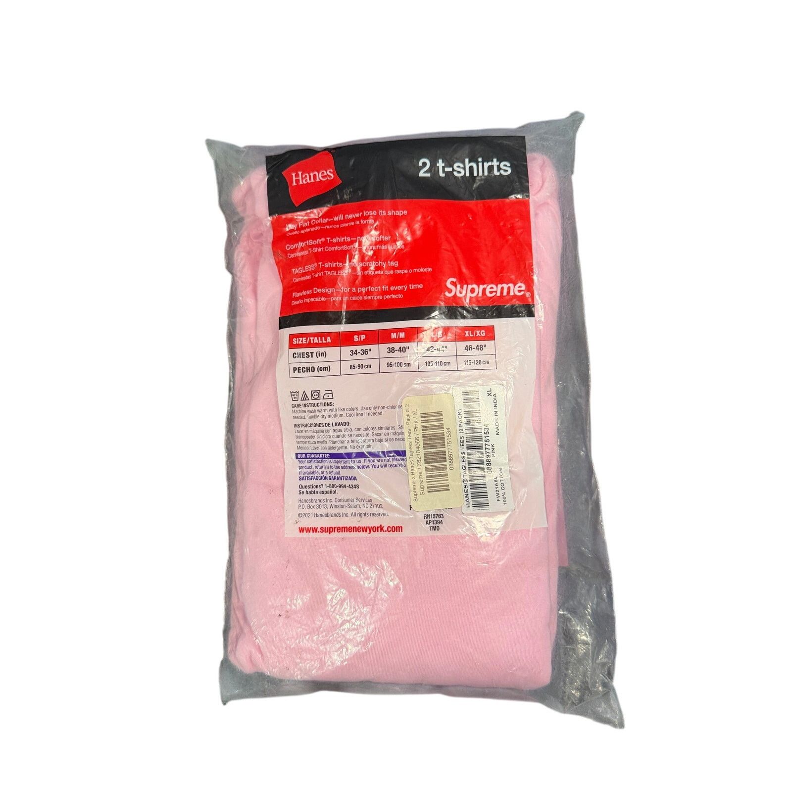Supreme Supreme x Hanes tagless 2-pack tees Pink XL ds in og pkg Size US XL / EU 56 / 4 - 3 Thumbnail