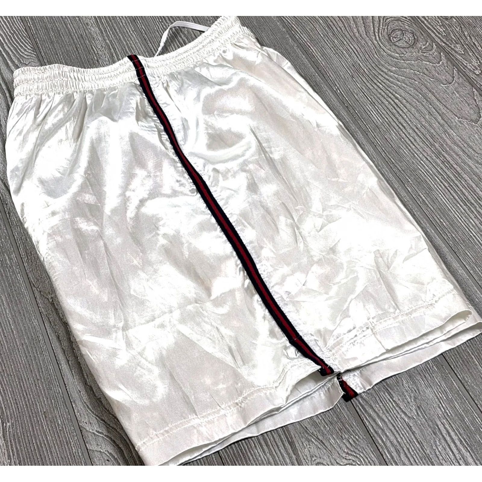 Nike VTG Nike 90s USA White Satin Nylon Soccer Shorts Red Blue Stripe Mens M Rare HTF Shorts Size US 31 - 3 Thumbnail