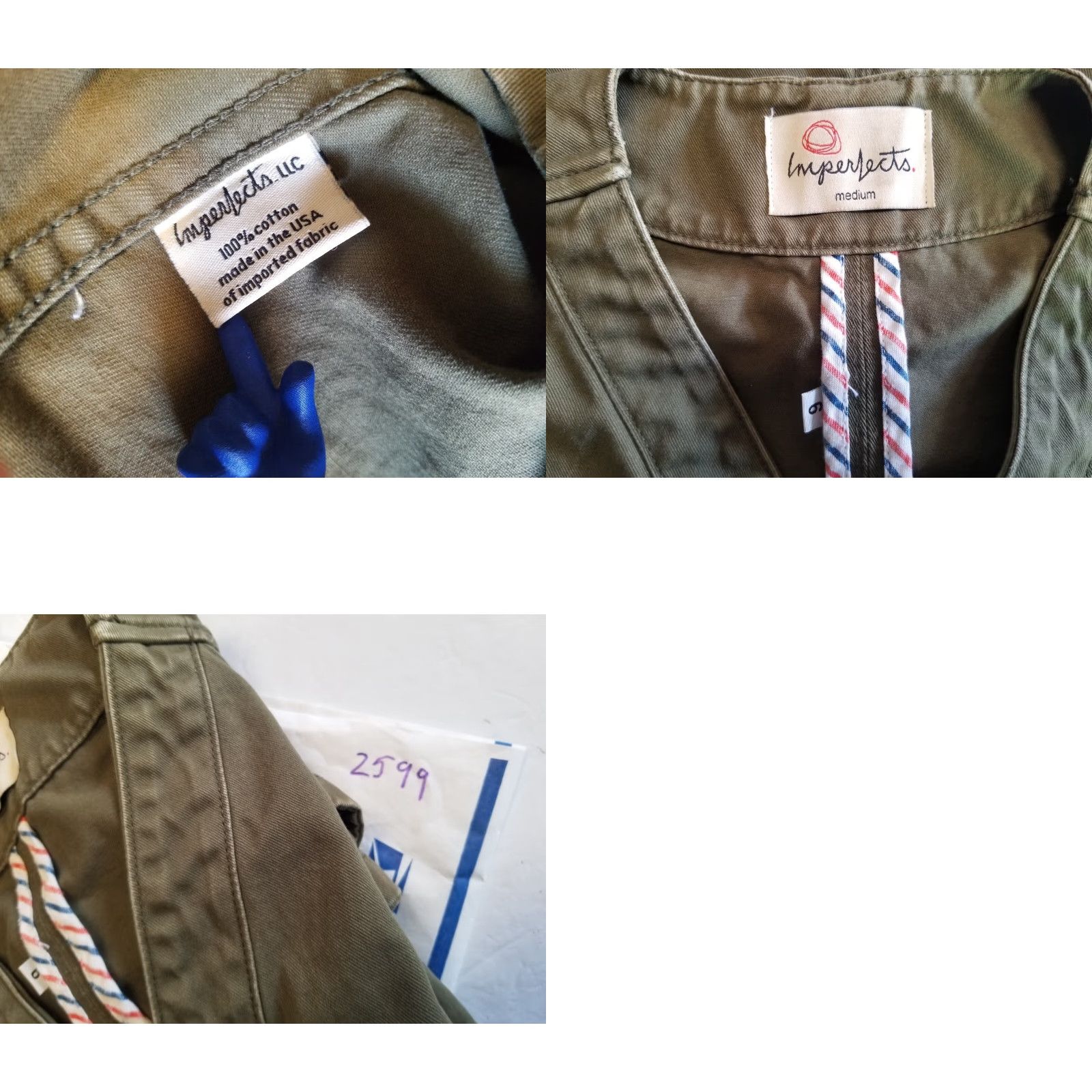 Vintage Imperfects Canvas Short Sleeve Button Jacket M Green USA Chore Workwear Ranch Farmers Men Size US 31 - 9 Thumbnail