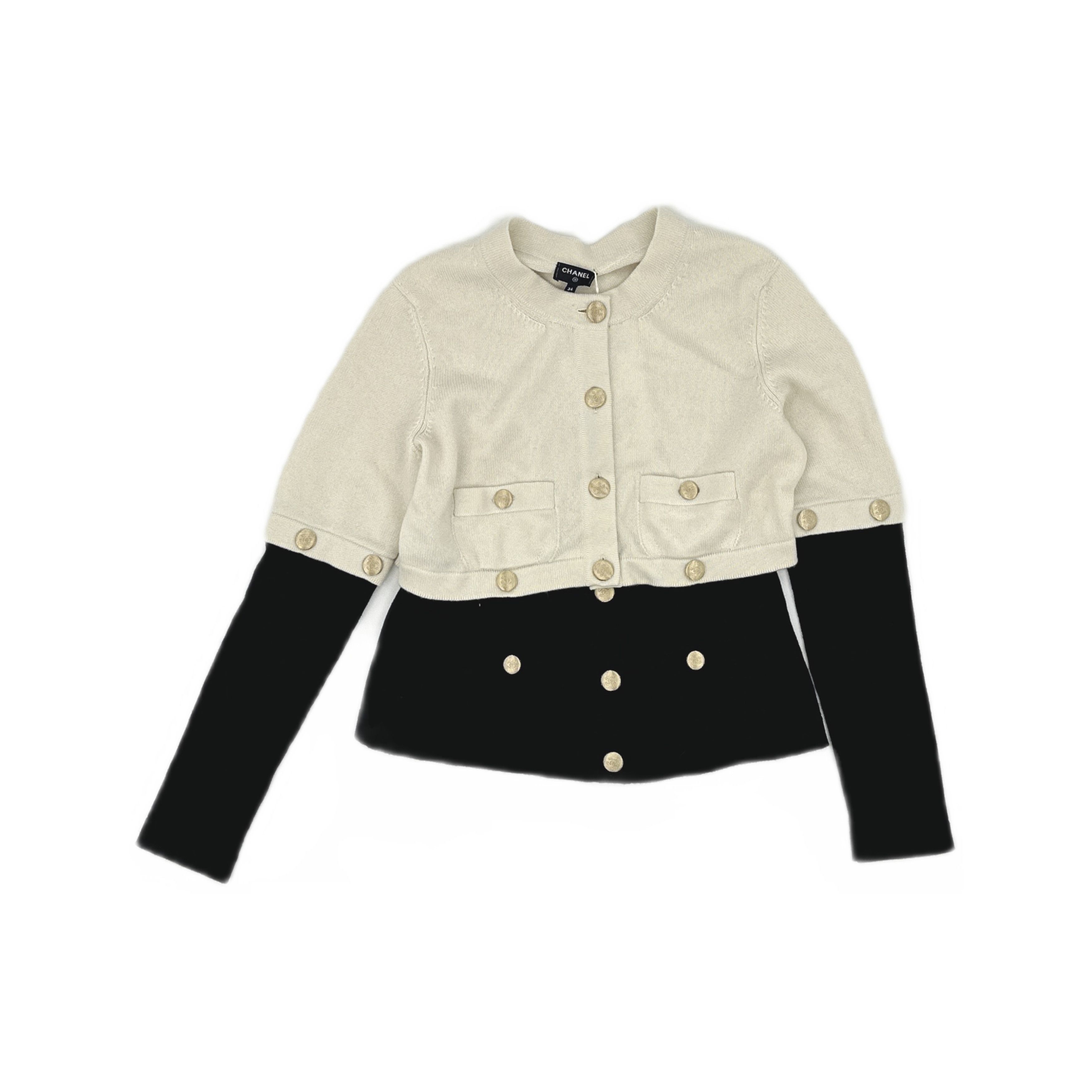 Chanel CHANEL Two-Tone Cardigan Size 34 Size XS / US 0-2 / IT 36-38 - 1 Thumbnail