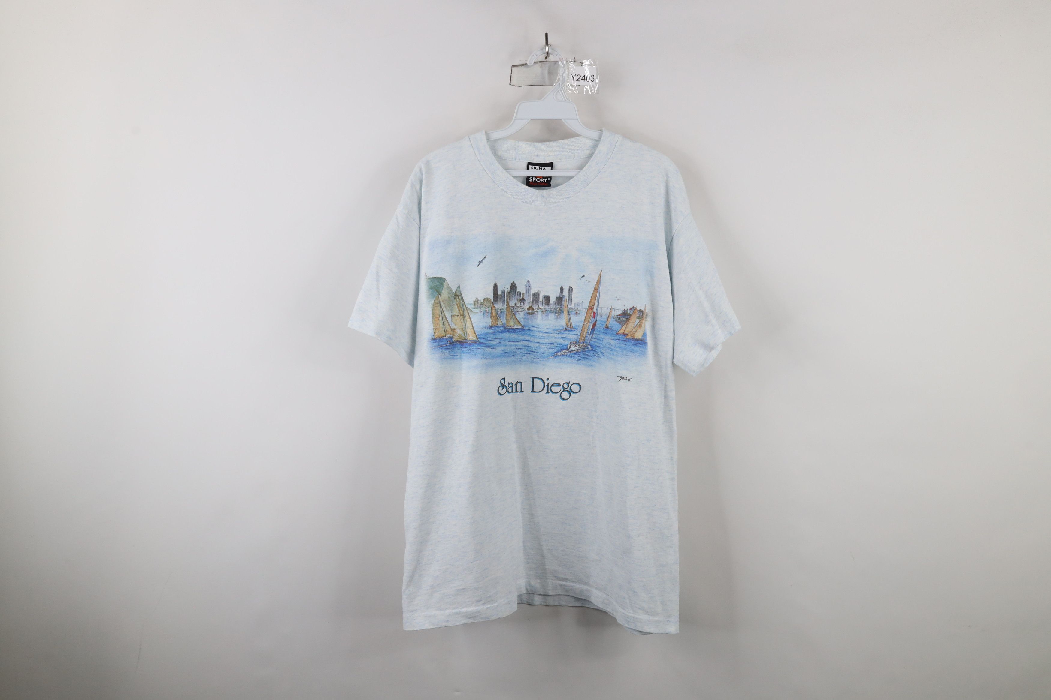 Vintage Vintage 90s Streetwear Spell San Diego Sailboat T-Shirt USA Size US L / EU 52-54 / 3 - 1 Thumbnail