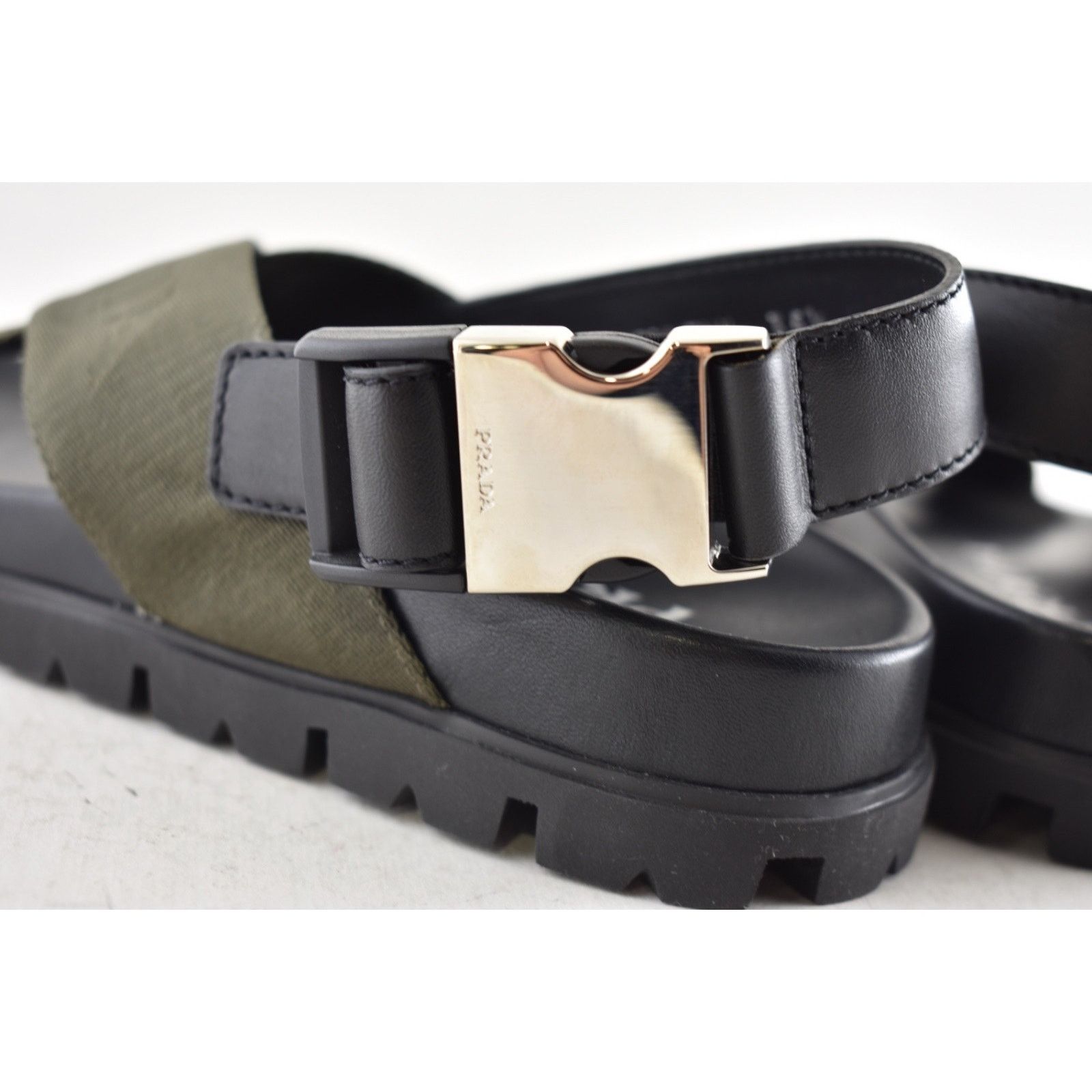Prada Prada Montana Nastro Criss Cross Strap Buckle Green Black Size US 5.5 / IT 35.5 - 14 Thumbnail