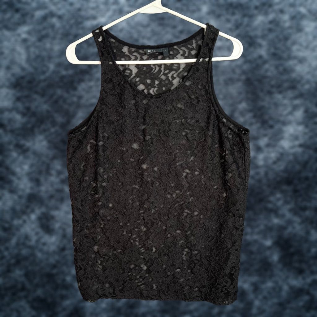 Asos ASOS Design Black Lace Tank Top Lacy Sheer Design Size Small Tank Women S Lace Black 90s Womens Size S / US 4 / IT 40 - 1 Thumbnail