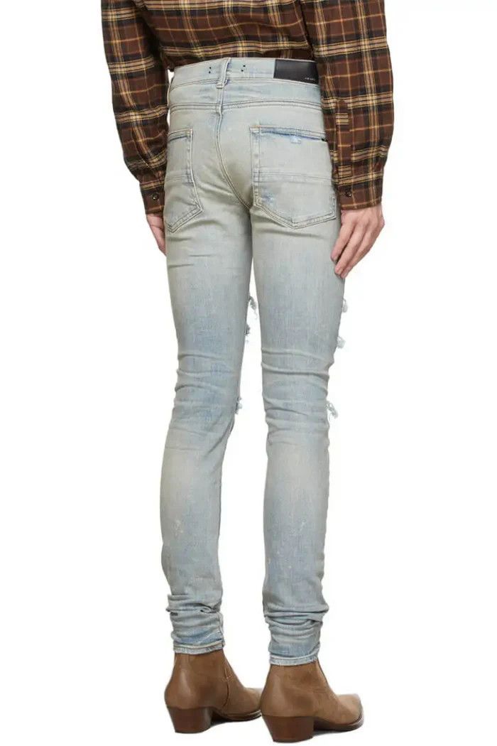 Amiri o1wfsh0625 Cheetah Ripped Denim in Denim Blue Size US 29 - 4 Thumbnail