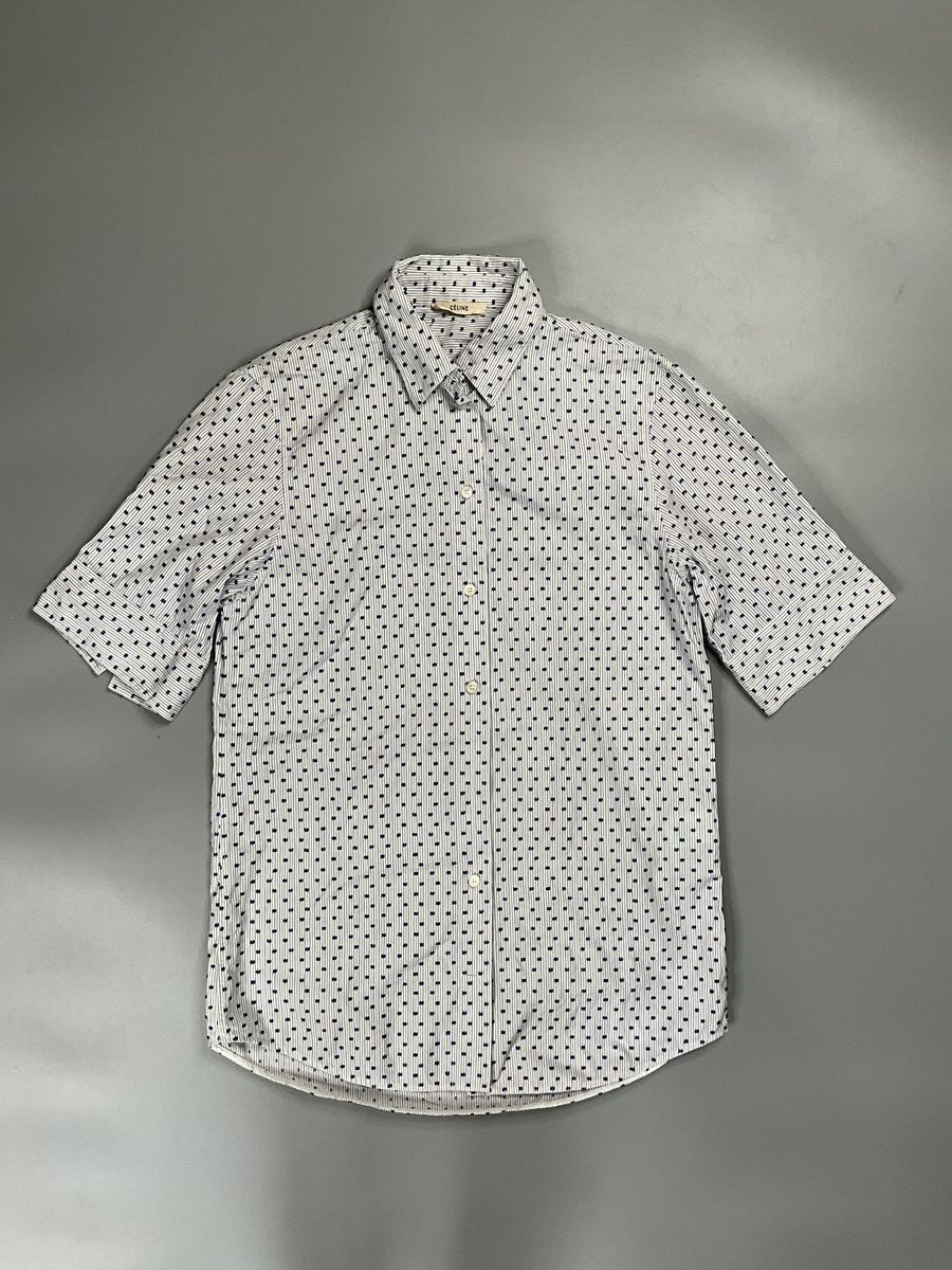 Celine Celine x Phoebe Philo Flocky Dot Striped Shirt Size US S / EU 44-46 / 1 - 1 Thumbnail