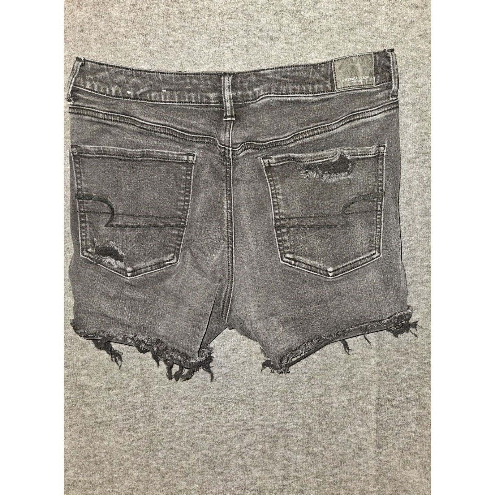 American Eagle Outfitters American Eagler Super High Rise Shortie Shorts Distressed Cutoff Women's 12 Size 34" / US 12 / IT 48 - 8 Thumbnail