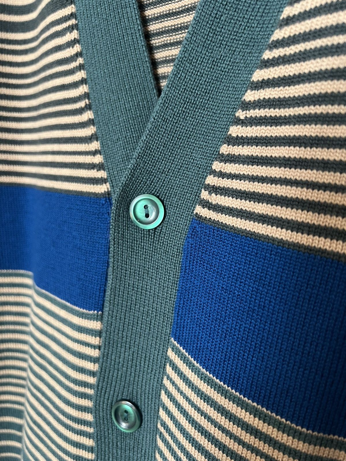 Missoni MISSONI Wool Striped Cardigan Multicolour Green Large Men L Size US L / EU 52-54 / 3 - 10 Thumbnail