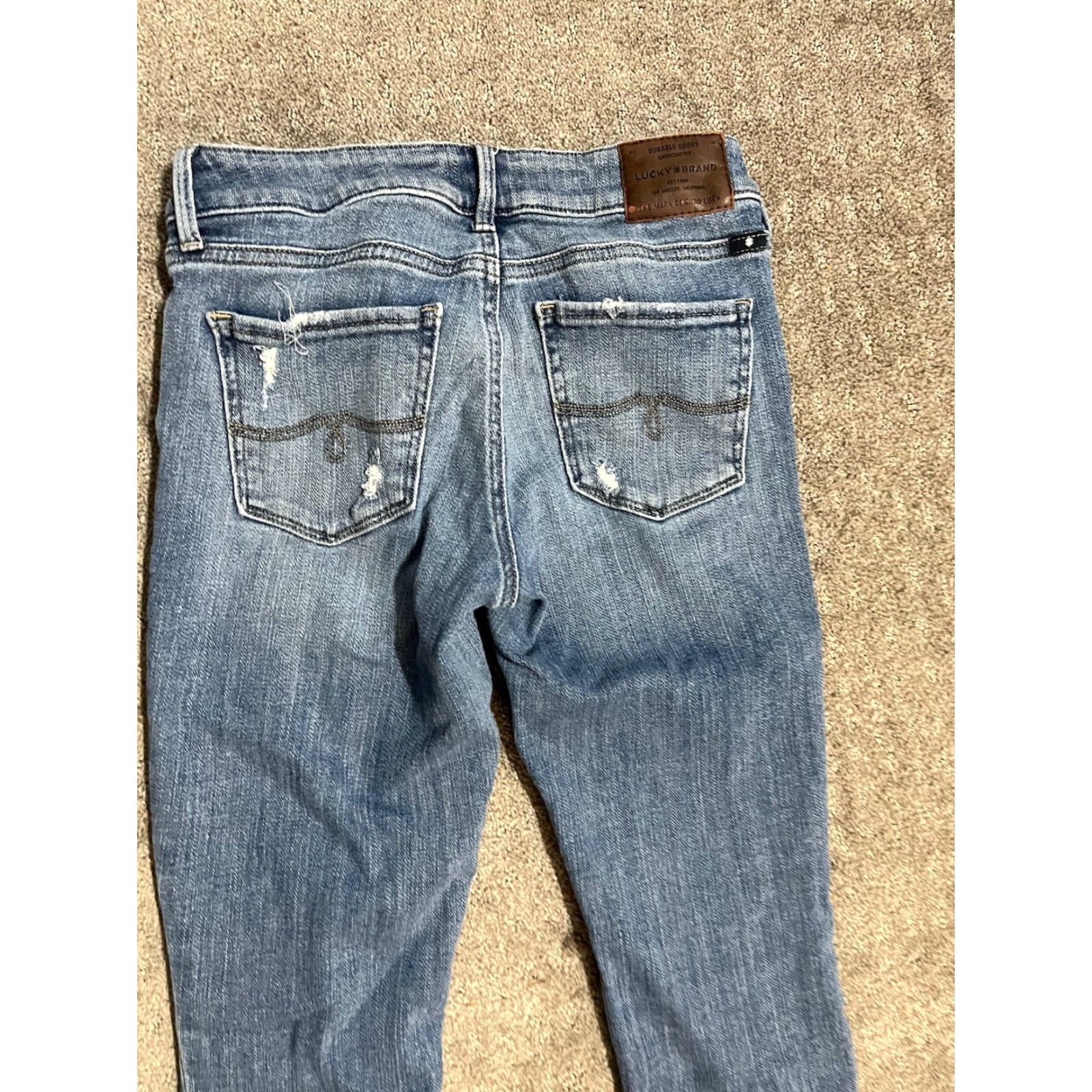 Lucky Brand VINTAGE Lucky Brand Jeans Womens 0/25 Blue Lolita Skinny Stretch Raw Hem Medium Wash Jeans Women 80s 90s USA Size 25" / US 0 / IT 36 - 2 Thumbnail